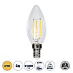 Glint® Λάμπα Led Long Filament E14 C35 Κεράκι 4W 400Lm 360° Ac 220-240V Ip20 Φ3.5 X Υ10.5Cm Θερμό Λευκό 2700K Με Διάφανο Γυαλί Dimmable