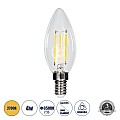 Glint® Λάμπα Led Long Filament E14 C35 Κεράκι 4W 400Lm 360° Ac 220-240V Ip20 Φ3.5 X Υ10.5Cm Θερμό Λευκό 2700K Με Διάφανο Γυαλί Dimmable