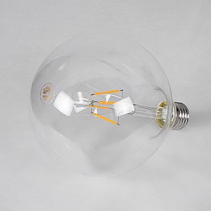 Glint® Λάμπα Led Long Filament E27 G125 Γλόμπος 4W 400Lm 360° Ac 220-240V Ip20 Φ12.5 X Υ18Cm Θερμό Λευκό 2700K Με Διάφανο Γυαλί - Dimmable