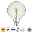 Glint® Λάμπα Led Long Filament E27 G125 Γλόμπος 8W 800Lm 360° Ac 220-240V Ip20 Φ12.5 X Υ18Cm Θερμό Λευκό 2700K Με Διάφανο Γυαλί - Dimmable