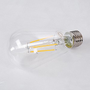 Glint® Λάμπα Led Long Filament E27 St64 Αχλάδι 8W 800Lm 360° Ac 220-240V Ip20 Φ6.4 X Υ14Cm Θερμό Λευκό 2700K Με Διάφανο Γυαλί - Dimmable