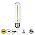 Glint® Λάμπα Led Long Filament E27 T30 Σωλήνας 4W 400Lm 360° Ac 220-240V Ip20 Φ3 X Υ13.5Cm Θερμό Λευκό 2700K Με Διάφανο Γυαλί - Dimmable