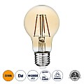 Glint® Led Long Filament Bulb E27 A60 Globe 6W 550Lm 360° Ac 220-240V Ip20 D6 X H10.5Cm Ultra Θερμό Λευκό 2200K Με Μελί Γυαλί - Dimmable