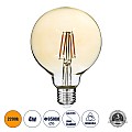 Glint® Led Long Filament Bulb E27 G95 Globe 4W 350Lm 360° Ac 220-240V Ip20 D9.5 X H13.5Cm Ultra Θερμό Λευκό 2200K Με Μελί Γυαλί - Dimmable