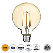 Glint® Led Long Filament Bulb E27 G95 Globe 12W 1080Lm 360° Ac 220-240V Ip20 D9.5 X H13.5Cm Ultra Θερμό Λευκό 2200K Με Μελί Γυαλί - Dimmable