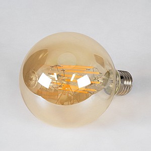 Glint® Led Long Filament Bulb E27 G95 Globe 12W 1080Lm 360° Ac 220-240V Ip20 D9.5 X H13.5Cm Ultra Θερμό Λευκό 2200K Με Μελί Γυαλί - Dimmable