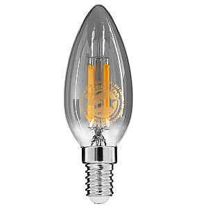 Glint® Λάμπα E14 C35 Κεράκι Led Filament 4W 400 Lm 320° Ac 85-265V Edison Retro Με Φιμέ Γυαλί Θερμό Λευκό 2700 K Dimmable