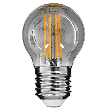 Glint® Λάμπα E27 G45 Γλομπάκι Led Long Filament 6W 600 Lm 320° Ac 85-265V Edison Retro Με Φιμέ Γυαλί Θερμό Λευκό 2700 K Dimmable