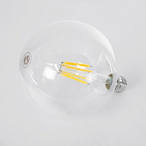 Glint® Λάμπα Led Long Filament E27 G125 Γλόμπος 7W 1470Lm 360° Ac 220-240V Ip20 Φ12.5 X Υ13.8Cm Θερμό Λευκό 2700K Με Διάφανο Γυαλί - Pro Series 210Lm/W - A Ενεργειακή Κλάση