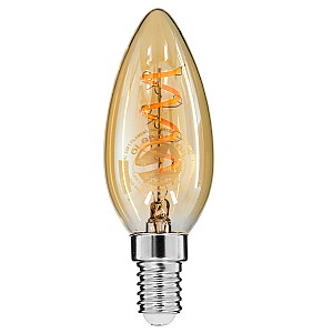 Glint® Λάμπα E14 C35 Κεράκι Led Soft Spiral Filament 4W 320 Lm 320° Ac 85-265V Edison Retro Με Μελί Γυαλί Ultra Θερμό Λευκό 2200 K Dimmable