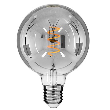 Glint® Λάμπα E27 G125 Γλόμπος Led Soft Spiral Filament 6W 470 Lm 320° Ac 85-265V Edison Retro Με Φιμέ Γυαλί Θερμό Λευκό 2700 K Dimmable