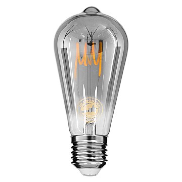 Glint® Λάμπα E27 St64 Αχλάδι Led Soft T Spiral Filament 6W 470 Lm 320° Ac 85-265V Edison Retro Με Φιμέ Γυαλί Θερμό Λευκό 2700 K Dimmable