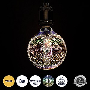 Glint® Λάμπα Led Long Filament E27 G125 Γλόμπος 3D Galaxy Effect Γλόμπος 3W 201Lm 360° Ac 220-240V Ip20 Φ12.5 X Υ18Cm Θερμό Λευκό 2700K Με Galaxy Mirror Γυαλί - Dimmable