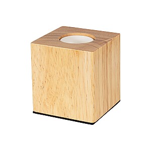 Woodbox Glint®  Επιτραπέζιο Φωτιστικό Πορτατίφ Μονόφωτο 1 X E27 Ac220-240V Με 1.35M Καλώδιο Και Διακόπτη On/Off - Σώμα Από Φυσικό Ξύλο - Μ7.6 X Π7.6 X Υ8.2Cm - Μπεζ Δρυς