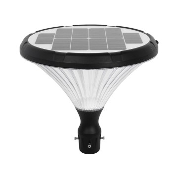 GLOBOSTAR® SQUARE  Φωτιστικό Κεφαλής Post Top Πλατείας/Πάρκου/Κήπου LED 40W 2000lm 120° DC 5V με Ενσωματωμένο Φωτοβολταϊκό Panel 6V 12W & Επαναφορτιζόμενη Μπαταρία Li-ion 3.2V 15000mAh με Αισθητήρα Ημέρας-Νύχτας Αδιάβροχο IP65 Ψυχρό Λευκό 6000K - Sana