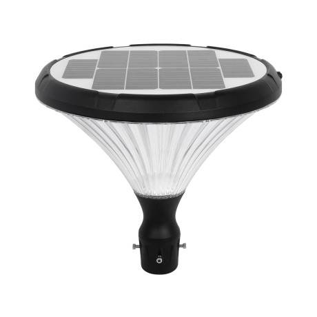 GLOBOSTAR® SQUARE  Φωτιστικό Κεφαλής Post Top Πλατείας/Πάρκου/Κήπου LED 40W 2000lm 120° DC 5V με Ενσωματωμένο Φωτοβολταϊκό Panel 6V 12W & Επαναφορτιζόμενη Μπαταρία Li-ion 3.2V 15000mAh με Αισθητήρα Ημέρας-Νύχτας Αδιάβροχο IP65 Ψυχρό Λευκό 6000K - Sana
