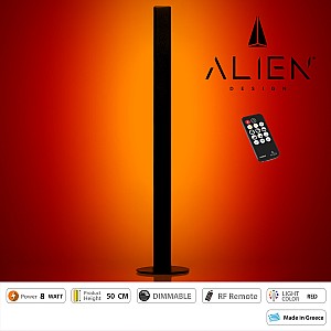 Glint® Alien Design Diva  Minimal Nordic Μεταλλικό Φωτιστικό Επιτραπέζιο - Πορτατίφ - Λαμπατέρ Μαύρο Led 8W 800Lm Με Ασύρματο Χειριστήριο Rf & Dimmer Ip20 Κόκκινο Μ3 X Π1.6 X Υ50Cm