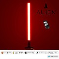 Glint® Alien Design Diva  Minimal Nordic Μεταλλικό Φωτιστικό Επιτραπέζιο - Πορτατίφ - Λαμπατέρ Μαύρο Led 8W 800Lm Με Ασύρματο Χειριστήριο Rf & Dimmer Ip20 Κόκκινο Μ3 X Π1.6 X Υ50Cm