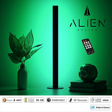 Glint® Alien Design Diva  Minimal Nordic Μεταλλικό Φωτιστικό Επιτραπέζιο - Πορτατίφ - Λαμπατέρ Μαύρο Led 8W 800Lm Με Ασύρματο Χειριστήριο Rf & Dimmer Ip20 Πράσινο Μ3 X Π1.6 X Υ50Cm