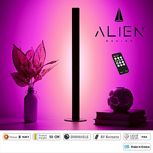 Glint® Alien Design Diva  Minimal Nordic Μεταλλικό Φωτιστικό Επιτραπέζιο - Πορτατίφ - Λαμπατέρ Μαύρο Led 8W 800 Lm Με Ασύρματο Χειριστήριο Rf & Dimmer Ip20 Ροζ Μ3 X Π1.6 X Υ50Cm