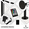 Glint® Alien Design Diva  Minimal Nordic Μεταλλικό Φωτιστικό Επιτραπέζιο - Πορτατίφ - Λαμπατέρ Μαύρο Led 8W 800Lm Με Ασύρματο Χειριστήριο Rf & Dimmer Ip20 Πολύχρωμο Rgb Μ3 X Π1.6 X Υ50Cm