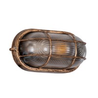 GLOBOSTAR® BOATLIGHT  Vintage Φωτιστικό Καραβοχελώνα Τοίχου & Οροφής με Ντουί 1 x E27 AC 220-240V Αδιάβροχο IP65 - Χάλκινο Εφέ Σκουριάς Ματ - Μ21 x Π10.4 x Υ9cm
