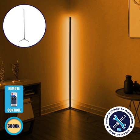Μοντέρνο Minimal Επιδαπέδιο Μαύρο Φωτιστικό 150cm LED 24 Watt με Ασύρματο Χειριστήριο RF & Dimmer Θερμό Λευκό 3000k  ALIEN Design