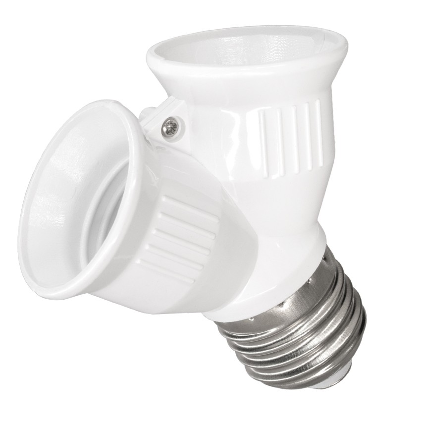 GLOBOSTAR® ADAPTOR  Αντάπτορας/Μετατροπέας από Ντουί E27 σε 2 x E27 IP20 - Μ7.4 x Π7.4 x Υ7.4cm