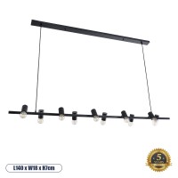 GLOBOSTAR® ALFREDA  Μοντέρνο Κρεμαστό Φωτιστικό Οροφής με Ντουί 10 x E27 AC 220-240V IP20 - Μαύρο - Μ140 x Π18 x Υ7cm