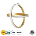 GLOBOSTAR® ALICE  Μοντέρνο Κρεμαστό Φωτιστικό Οροφής LED 20W 2400lm 300° AC 220-240V IP20 Ρυθμιζόμενο Λευκό CCT με On/Off 2700K/4500K/6000K - Lumileds SMD Chip - Χρυσό Βούρτσας - Μ25 x Π22 x Υ25cm