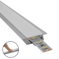 GLOBOSTAR® ALP-LINEAR RECCA  Χωνευτό Προφίλ Αλουμινίου με Λευκό Γαλακτερό Πατητό Κάλυμμα για Ταινίες LED IP20 - Ασημί & Λευκό - Μ100 x Π2.2 x Υ0.7cm
