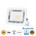 GLOBOSTAR® ATLAS  Προβολέας LED 20W 2300lm 120° AC 220-240V Αδιάβροχο IP67 Θερμό Λευκό 2700K - Lumileds SMD Chip  - Λευκό Ματ - Μ12 x Π2.5 x Υ9.5cm