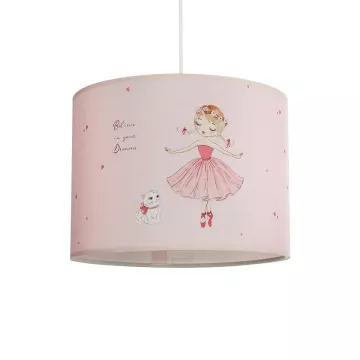 GLOBOSTAR® BALLERINA  Παιδικό Κρεμαστό Φωτιστικό Οροφής με Ντουί 1 x E27 AC 220-240V IP20 - Ροζ - Μ28 x Π28 x Υ24cm
