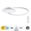 GLOBOSTAR® CIRCUO  Μοντέρνο Φωτιστικό Οροφής LED 75W 8400lm 360° AC 220-240V IP20 Ρυθμιζόμενο Λευκό CCT με Χειριστήριο από 2700K έως 6000K Dimmable - Lumileds SMD Chip - Λευκό Ματ - Μ53 x Π42.5 x Υ9cm