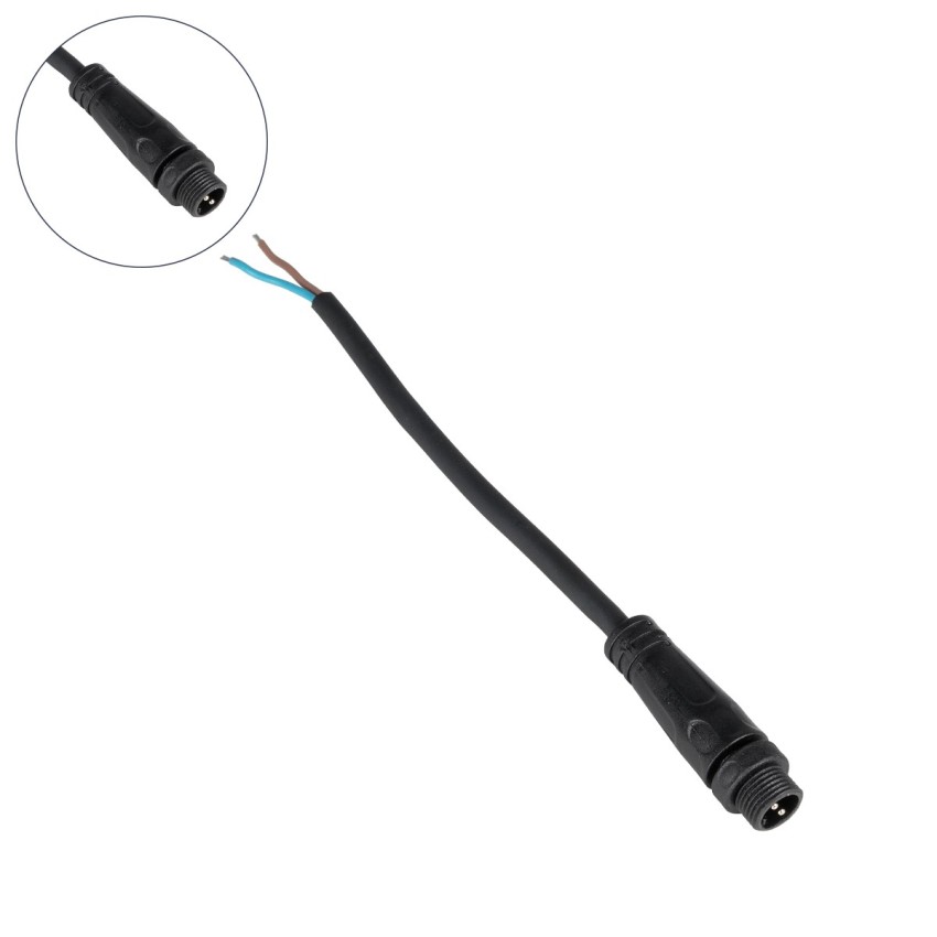 GLOBOSTAR® CONNECTOR  2 Pin Σύνδεσμος Τροφοδοσίας για Wall Washers & Προβολείς με Είσοδο 2 x 0.25mm2 & Έξοδο 1 x Θηλυκό Βύσμα Αδιάβροχο IP65 - Μαύρο - Μ20 x Π1.5 x Υ1.5cm