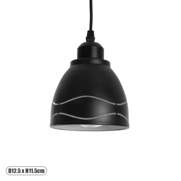 GLOBOSTAR® COOLIE  Μοντέρνο Κρεμαστό Φωτιστικό Οροφής με Ντουί 1 x E27 AC 220-240V IP20 - Μαύρο & Ασημί - Μ12.5 x Π12.5 x Υ11.5cm