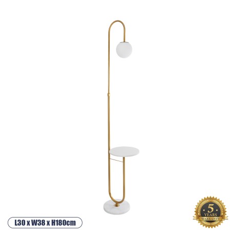 GLOBOSTAR® CORDELIA  Μοντέρνο Επιδαπέδιο Φωτιστικό με Ντουί 1 x E27 AC 220-240V IP20 - Χρυσό & Λευκό - Μ30 x Π38 x Υ180cm