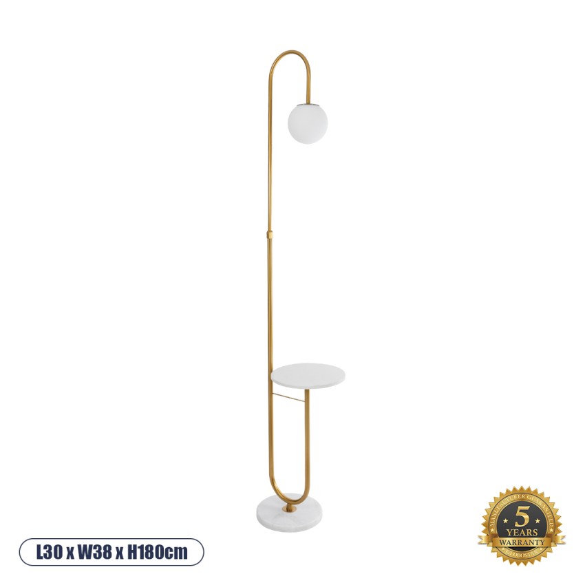 GLOBOSTAR® CORDELIA  Μοντέρνο Επιδαπέδιο Φωτιστικό με Ντουί 1 x E27 AC 220-240V IP20 - Χρυσό & Λευκό - Μ30 x Π38 x Υ180cm