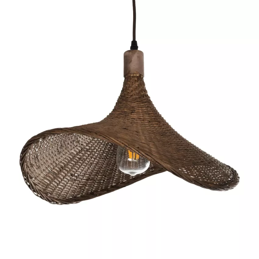 GLOBOSTAR® CUBA  Boho Κρεμαστό Φωτιστικό Οροφής με Ντουί 1 x E27 AC 220-240V IP20 - Καφέ - Μ43 x Π40 x Y28cm