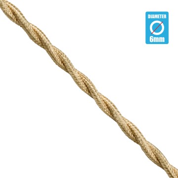 GLOBOSTAR® DECOCABLE  Υφασμάτινο Στριφτό  Καλώδιο 2 x 0.75mm² IP20 - Μπεζ - Μ100 x Π0.6 x Υ0.6cm