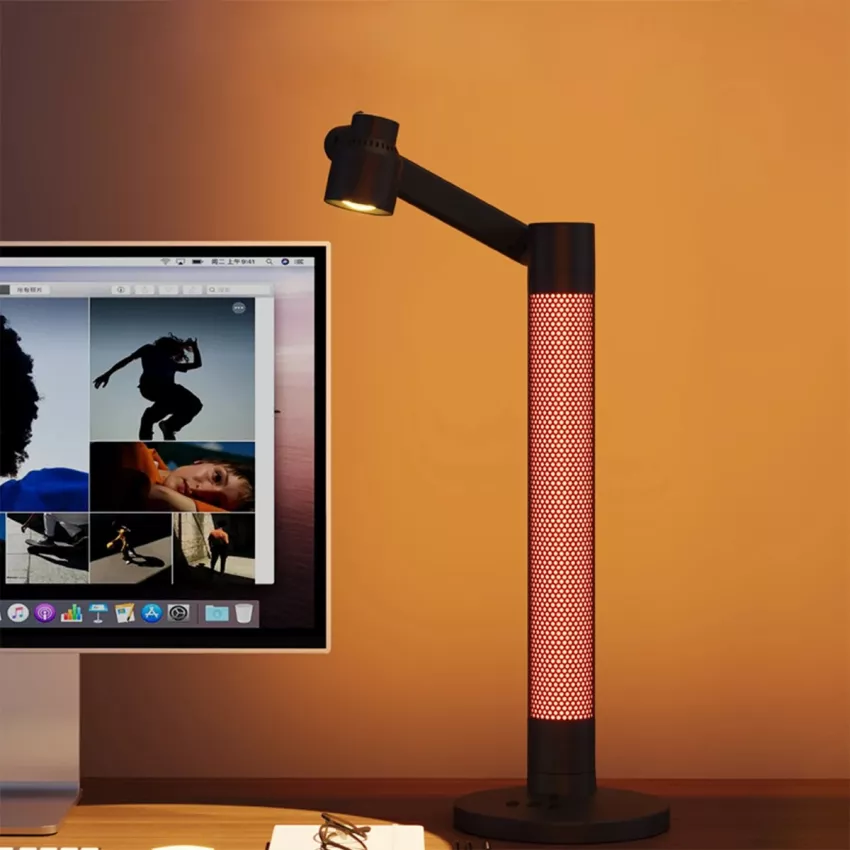 GLOBOSTAR® DESTINY  Επιτραπέζιο Φωτιστικό Πορτατίφ με RF Ασύρματο Χειριστήριο & Λειτουργία μέσω WiFi APP LED 10W 600lm 180° AC 220-240V IP20 Πολύχρωμο RGB Dimmable - Sanan SMD Chip - Μαύρο - Μ14 x Π14 x Υ50cm