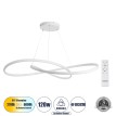 GLOBOSTAR® DEXTER  Μοντέρνο Κρεμαστό Φωτιστικό Οροφής LED 120W 13440lm 300° AC 220-240V IP20 Ρυθμιζόμενο Λευκό CCT με Χειριστήριο από 2700K έως 6000K Dimmable - Lumileds SMD Chip - Λευκό Ματ - Μ103 x Π103 x Υ22cm