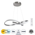 GLOBOSTAR® DEXTER  Μοντέρνο Κρεμαστό Φωτιστικό Οροφής LED 72W 8064lm 300° AC 220-240V IP20 Ρυθμιζόμενο Λευκό CCT με Χειριστήριο από 2700K έως 6000K Dimmable - Lumileds SMD Chip - Νίκελ Βούρτσας - Μ56 x Π56 x Υ14cm