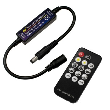 GLOBOSTAR® DIMMEROLI  Σετ Dimmer με RF Ασύρματο Χειριστήριο με 1 x 6A 144W Κανάλι DC 12-24V 6A 144W Max IP20 - RF2.4Ghz - Μ31 x Π1.7 x Υ1.1cm