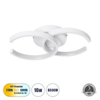 GLOBOSTAR® EVA  Μοντέρνο Φωτιστικό Οροφής LED 16W 1920lm 300° AC 220-240V IP20 Ρυθμιζόμενο Λευκό CCT με On/Off 2700K/4500K/6000K - Lumileds SMD Chip - Λευκό Ματ - Μ33 x Π21 x Υ7cm