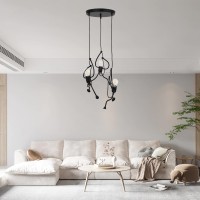 GLOBOSTAR® FIGURE  Παιδικό Κρεμαστό Φωτιστικό Οροφής με Ντουί 3 x E27 AC 220-240V IP20 - Μαύρο - Μ45 x Π45 x Υ40cm