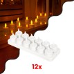 GLOBOSTAR® FIREFLAME  Διακοσμητικά Κεράκια Ρεσώ με Εφέ Κινούμενης Φλόγας & Βάση Φόρτισης LED 0.2W 5lm 180° DC 1.2V με 12x Επαναφορτιζόμενες Μπαταρίες Ni-MH IP20 Θερμό Λευκό 2700K - Λευκό - Μ3.9 x Π3.9 x Υ4.9cm - Πακέτο 6 Τεμαχίων