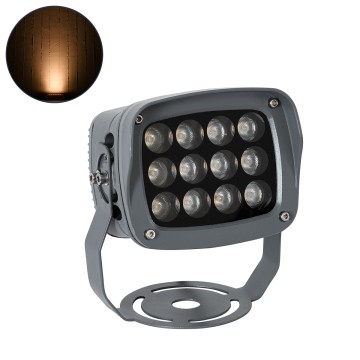 GLOBOSTAR® FLOODXENA  Προβολέας Σποτ Wall Washer LED 12W 1260lm 10° AC 220-240V Αδιάβροχο IP65 Ultra Θερμό Λευκό 2200K - Bridgelux SMD Chip - Γκρι Ανθρακί Ματ - Μ13.5 x Π11 x Υ15cm