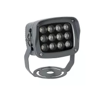 GLOBOSTAR® FLOODXENA  Προβολέας Σποτ Wall Washer LED 12W 1380lm 10° AC 220-240V Αδιάβροχο IP65 Φυσικό Λευκό 4500K - Bridgelux SMD Chip - Γκρι Ανθρακί Ματ - Μ13.5 x Π11.5 x Υ15cm