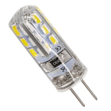 GLOBOSTAR® G4BACK  Λάμπα G4 LED 2W 190lm 320° DC 12V IP20 Φυσικό Λευκό 4500K Dimmable - Sanan SMD Chip - Back Pin - Μ0.9 x Π0.9 x Υ3.5cm